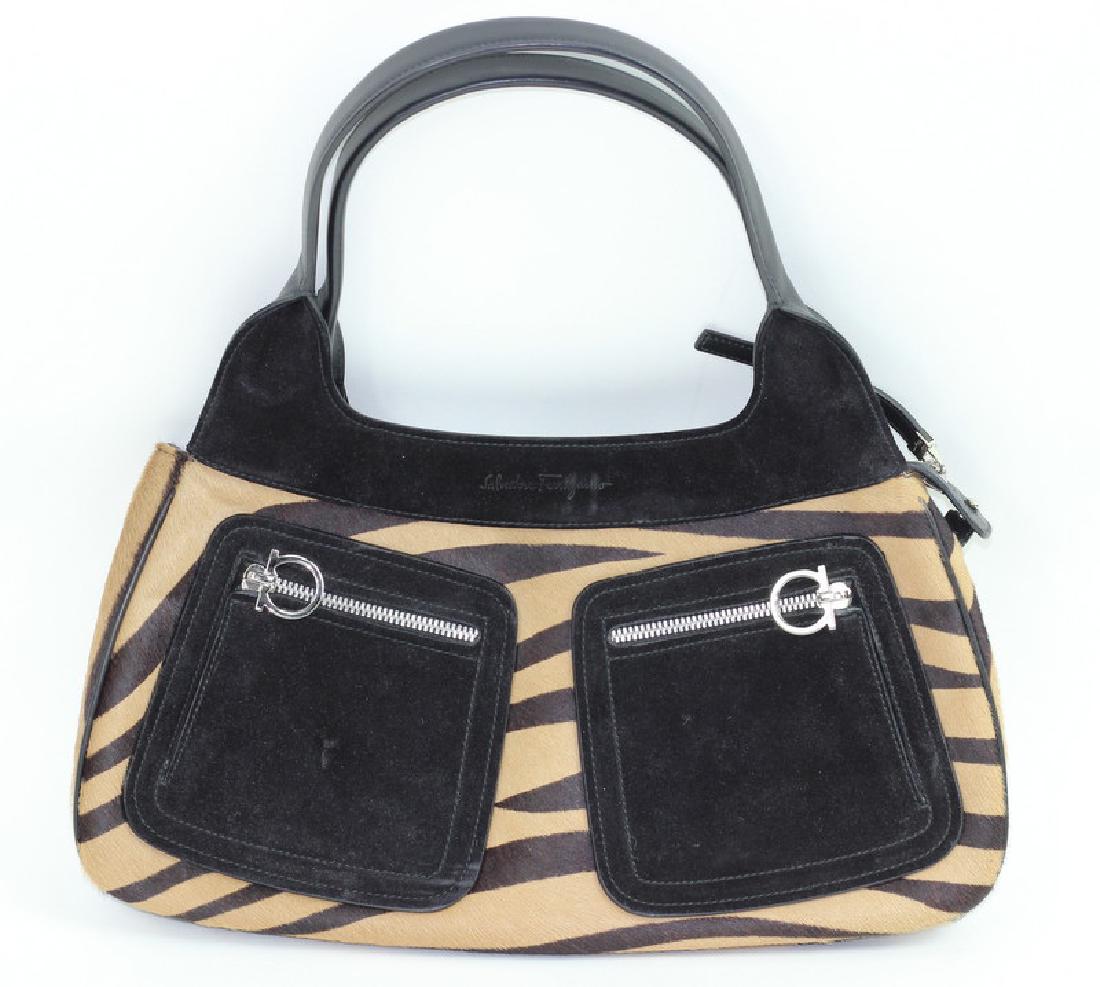 Salvatore Ferragamo Zebra Fur Leather Hand Bag (1 of 6)