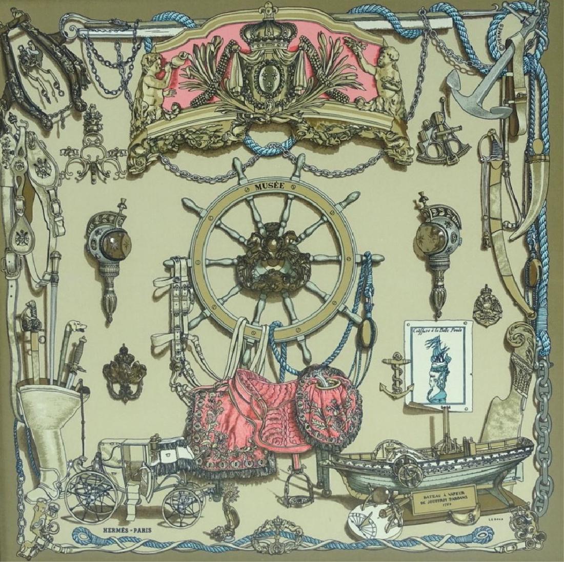 Vintage Framed Hermes Paris "Musee" Silk Scarf (1 of 4)
