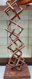 Monumental Contemporary Stacked Cube Sculpture: Conrad Shawcross style stacked cube form sculpture. Measures approx. 90" H x 30" W x 31" D. From a Miami Beach estate. Local Pick Up or Third Party Shipping Required.