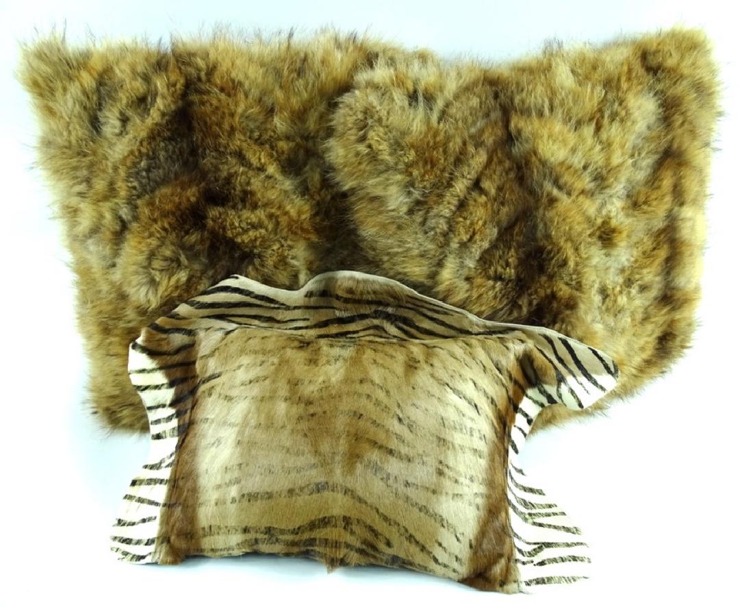 (3) Three Vintage African Furr Zebra Pillows (1 of 4)