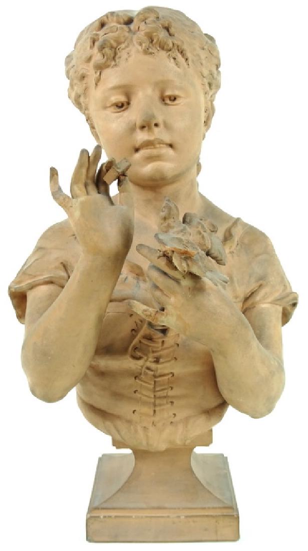 Signed Lecorney French Terracotta Bust Sculpture (1 of 5)