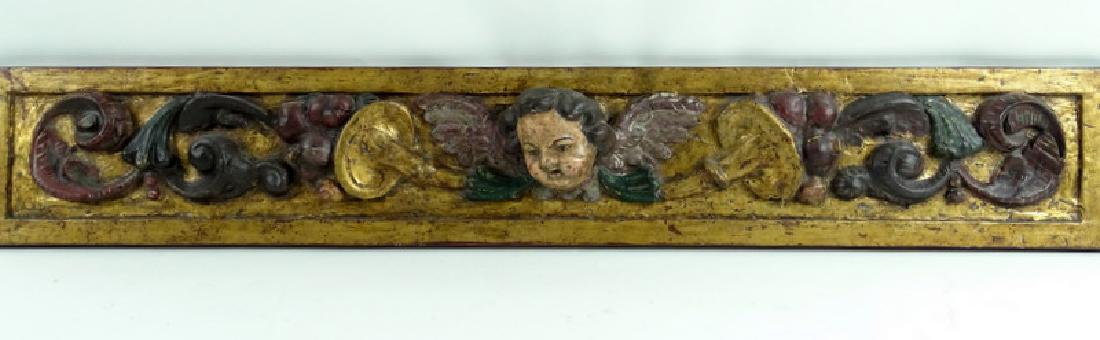 Antique Ornate Carved Wooden Cherub Wall Plaque (1 of 4)