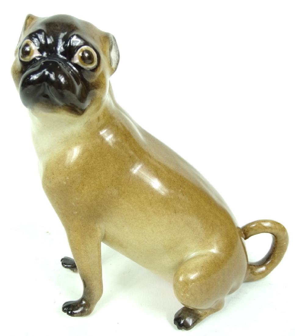 Antique German Meissen HP Porcelain Pug Figurine (1 of 4)