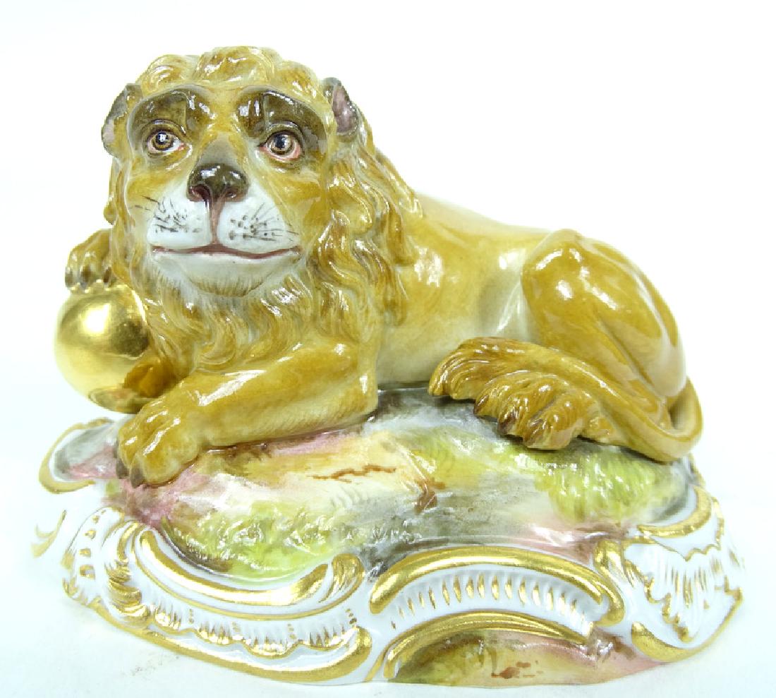 Antique Meissen German Porcelain HP Lion Figurine (1 of 4)