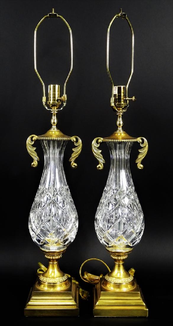 Pair of Waterford Cut Crystal & Brass Lamps (1 of 8)