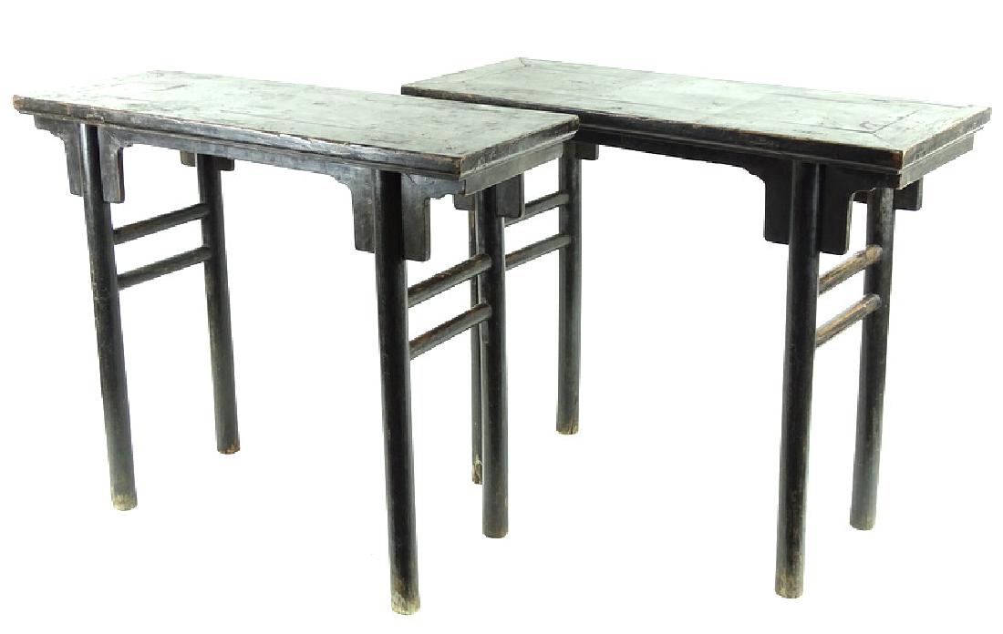 (2) Pair Chinese Zitan Wood Altar Console Table (1 of 6)