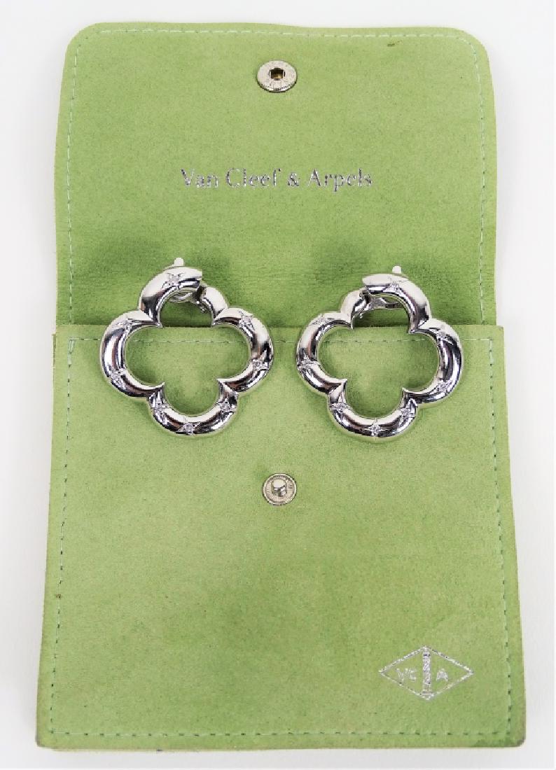 VCA 18K White Gold & Diamond Alhambra Earrings (1 of 3)