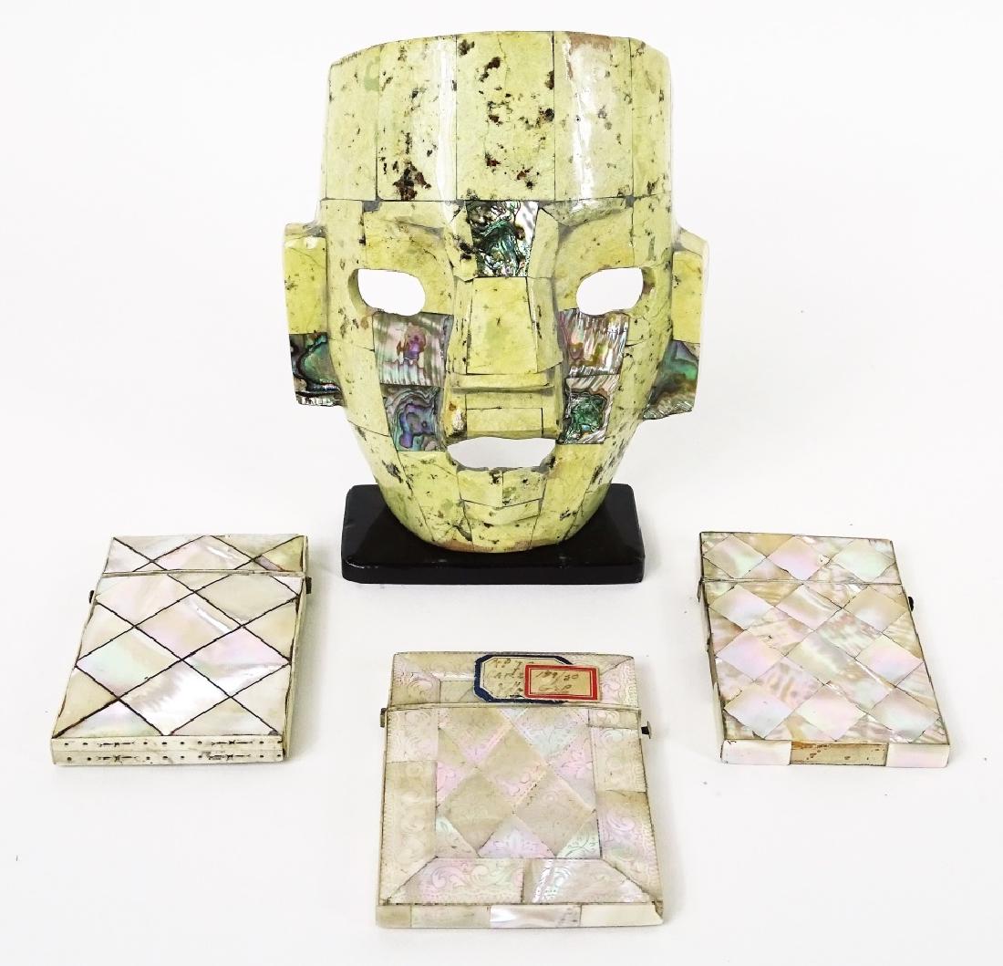 Carved Mother of Pearl Inlaid Mask & Card Cases (1 of 3)