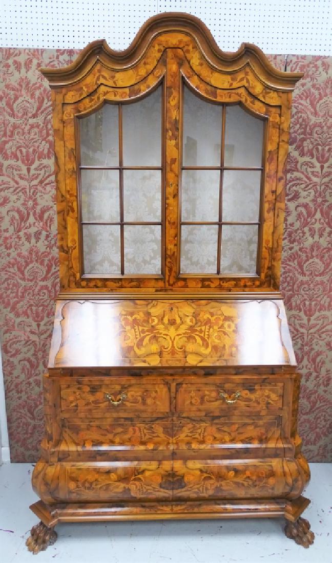 Dutch Marquetry Mahogany Bureau Desk & Hutch (1 of 7)