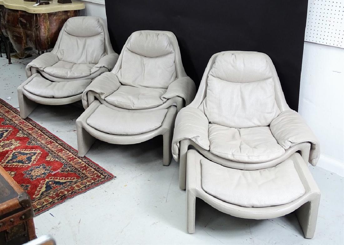 Three Italian Modern Lounge Chairs & Ottomans (1 of 2)
