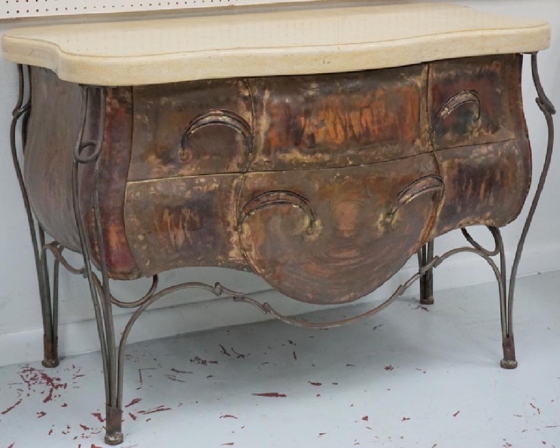 Evan Lewis Marble Top Copper Bombe Cabinet Chest (1 of 3)