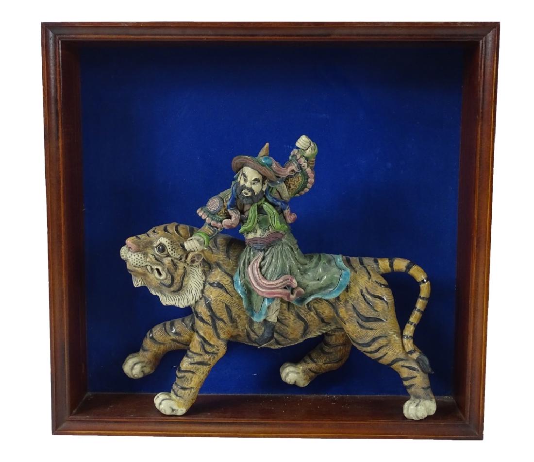 Chinese Hand Painted Framed Terracotta Roof Tile (1 of 3)
