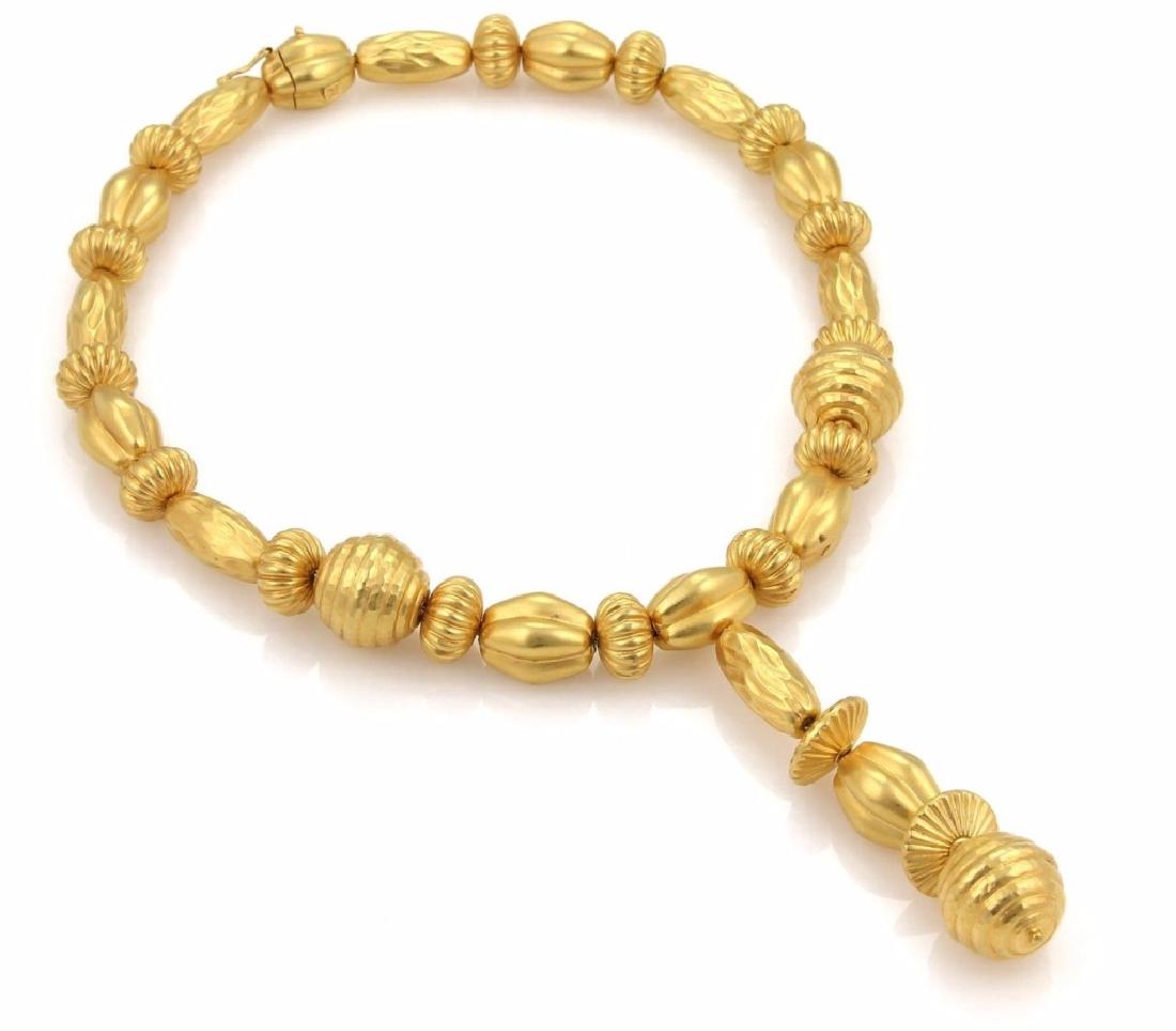 Vintage 22k Yellow Gold Fancy Hammered Necklace (1 of 5)