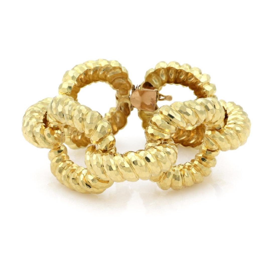 Hefty 18k Gold Hammered Cable Link Bracelet 88 DWT (1 of 4)