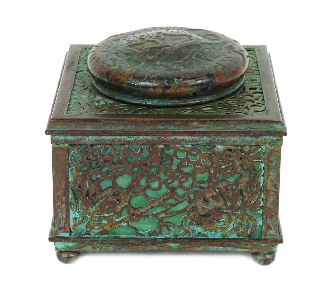 Tiffany Studios Grapevine Bronze & Glass Inkwell (1 of 6)