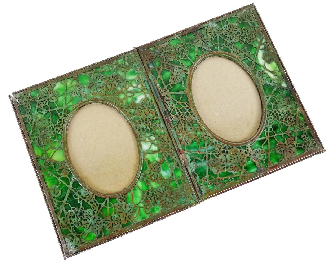 Tiffany Studios Bronze Slag Glass Grapevine Frame (1 of 4)