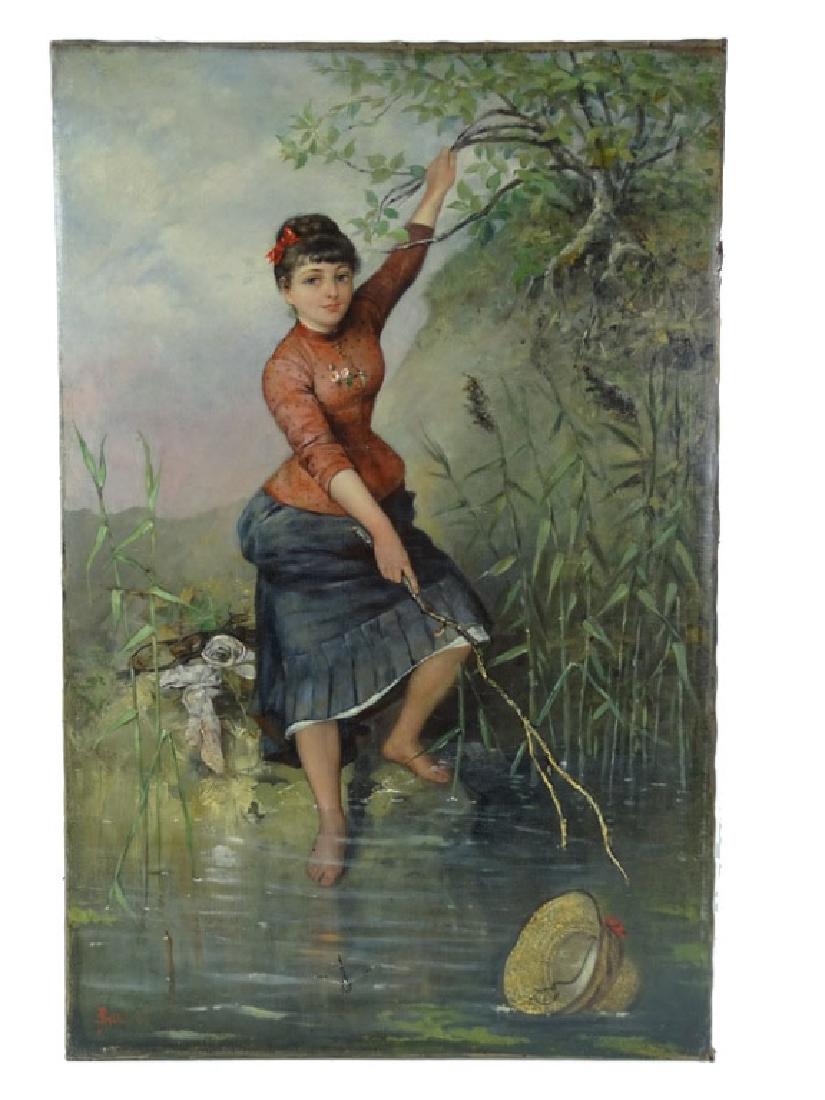 Aritst Unknown, European Painting Women By Pond (1 of 6)