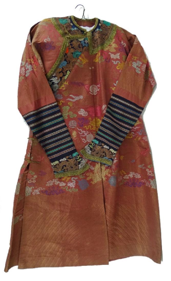 Antique Qing Dynasty Chinese Red Brocade Robe (1 of 8)