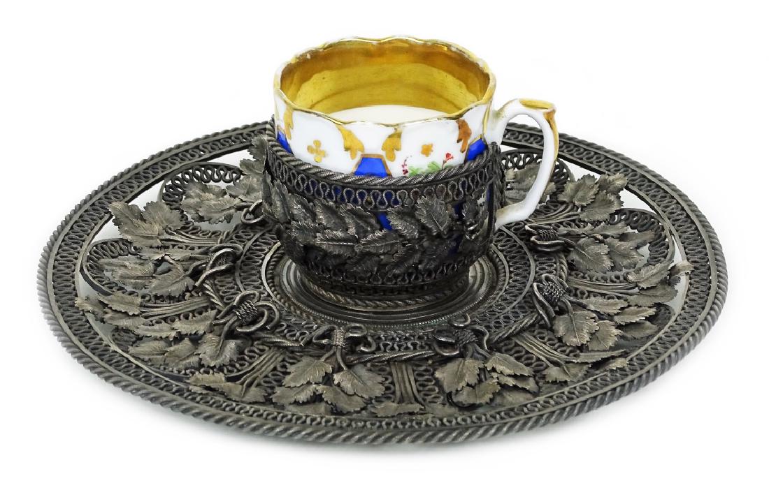 KLEBNIKOV Russian 84 Silver Tray & Porcelain Cup (1 of 12)