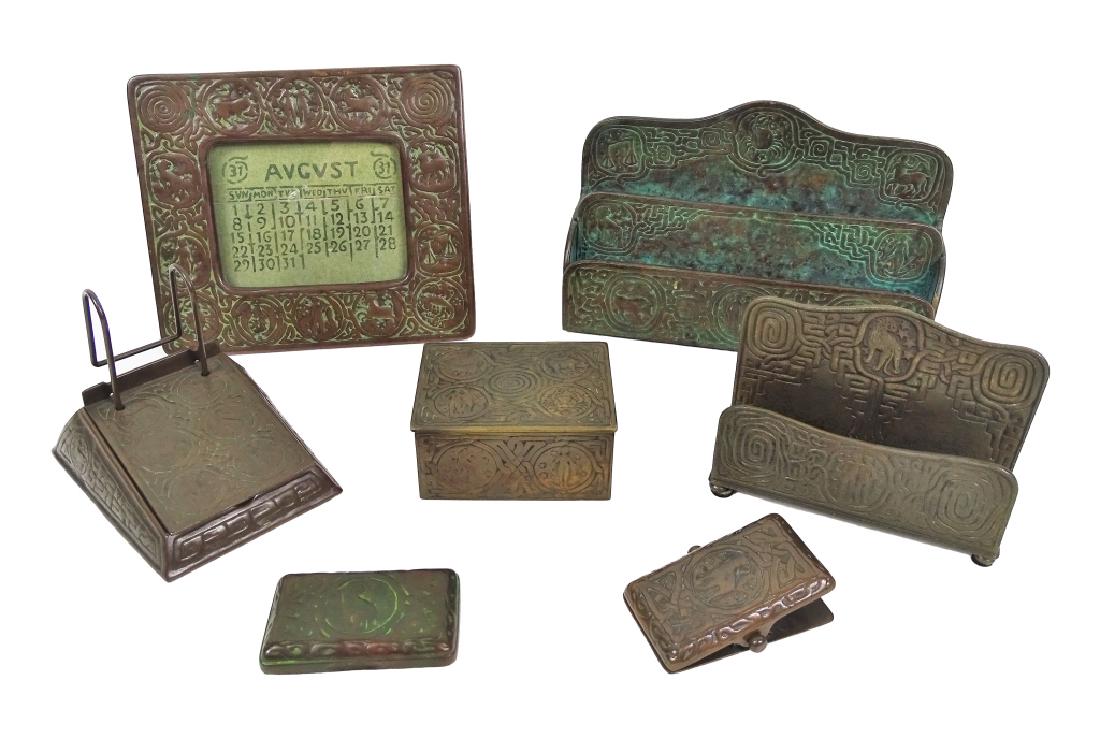 7pc Tiffany Studios Zodiac Bronze Desk Set (1 of 5)