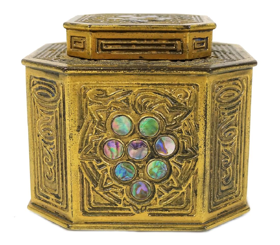Tiffany Studios Abalone/M.O.P Gilt Bronze Inkwell (1 of 5)