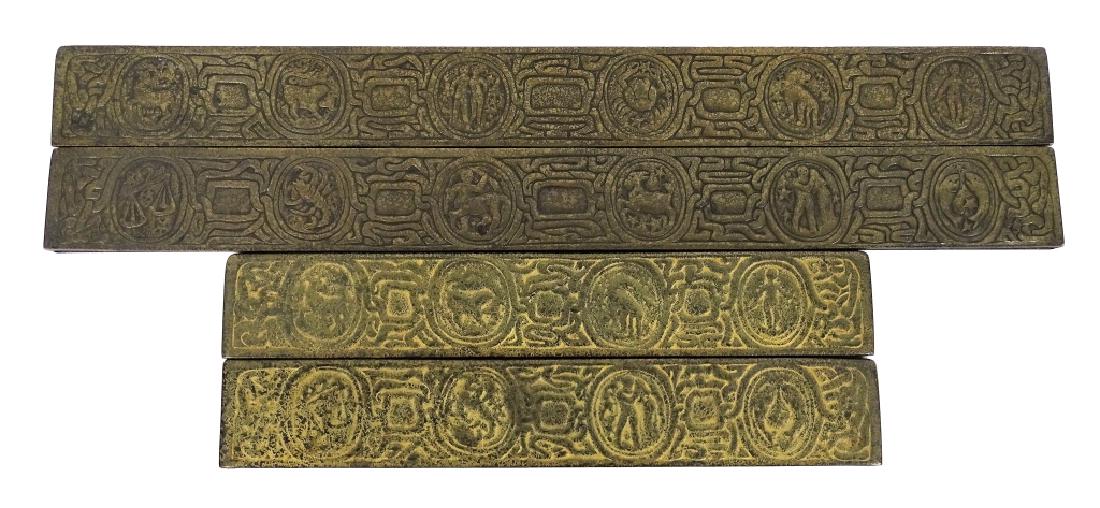4pc Tiffany Studios Zodiac Bronze Blotter Ends (1 of 1)