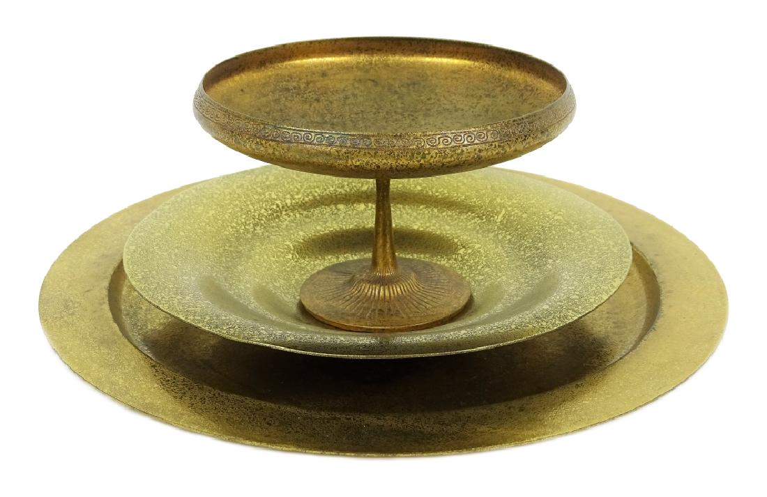 3pc Tiffany Studios Gilt Bronze Service Items (1 of 7)