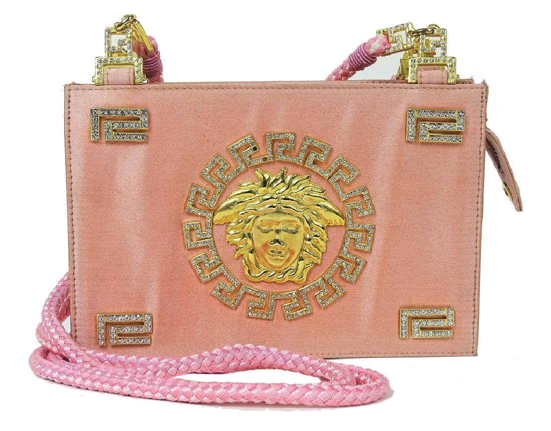 Gianni Versace Pink Satin Medusa Crystal Purse (1 of 5)