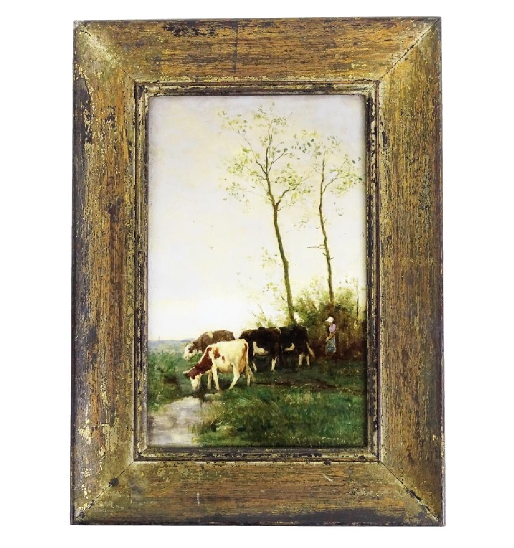 Antique Framed Enamel Countryside Glass Painting (1 of 1)