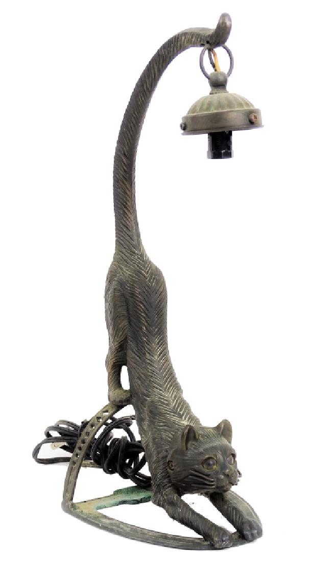 Mid Century Mixed Metal Slouching Cat Table Lamp (1 of 3)