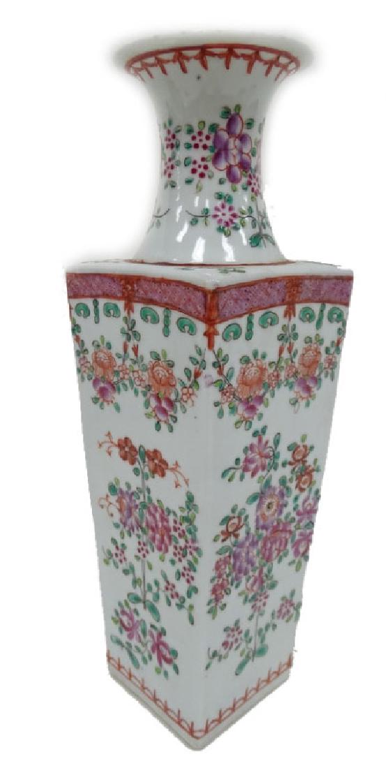 20th C. Chinese Famille Rose Square Vase (1 of 1)
