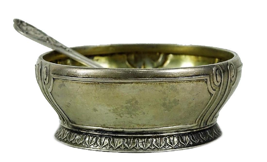 Russian Faberge Silver Salt Cellar With Spoon (1 of 5)