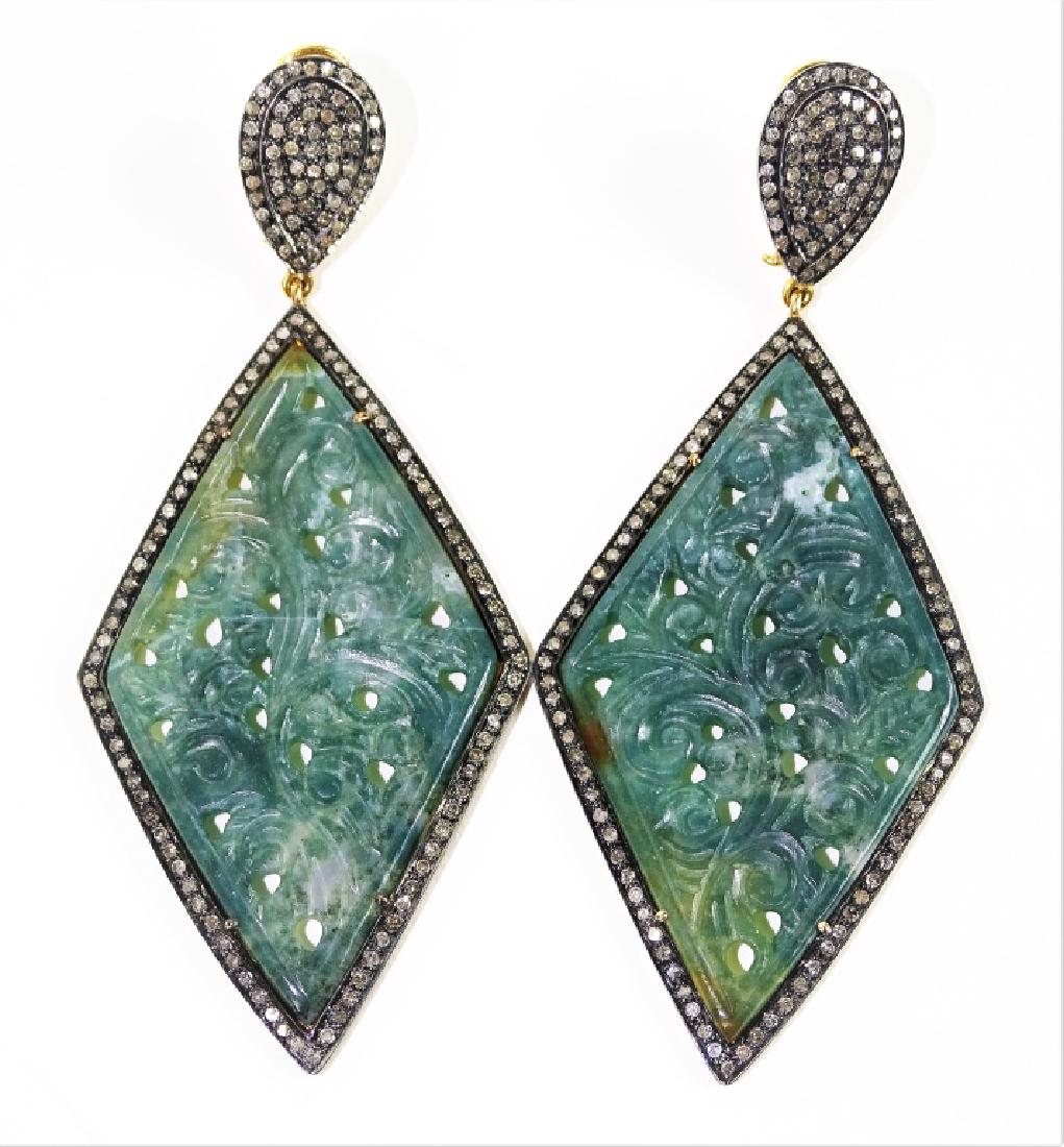 Betteridge 14K Vermeil Jade & Diamond Earrings (1 of 4)