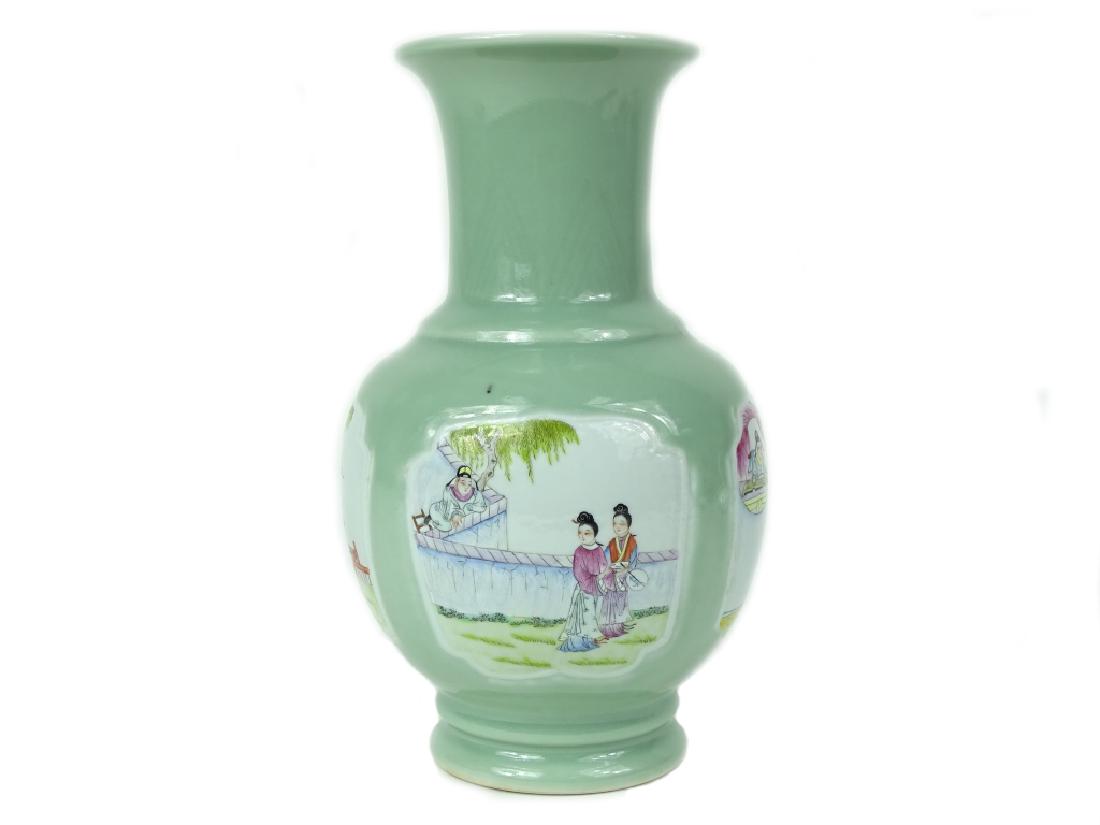 Chinese Celadon Glaze Hand Painted Scenic Vase (1 of 5)
