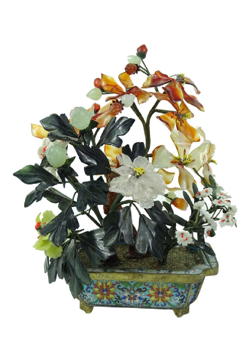 Chinese cloisonne Hard stone Tree. (1 of 5)