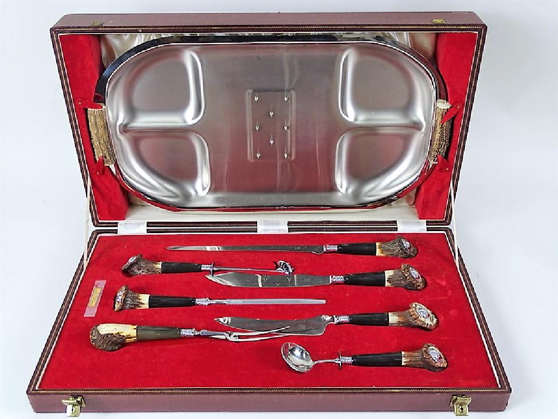 (8) Eight Genuine Buffalo Horn Cutlery Set (1 of 6)