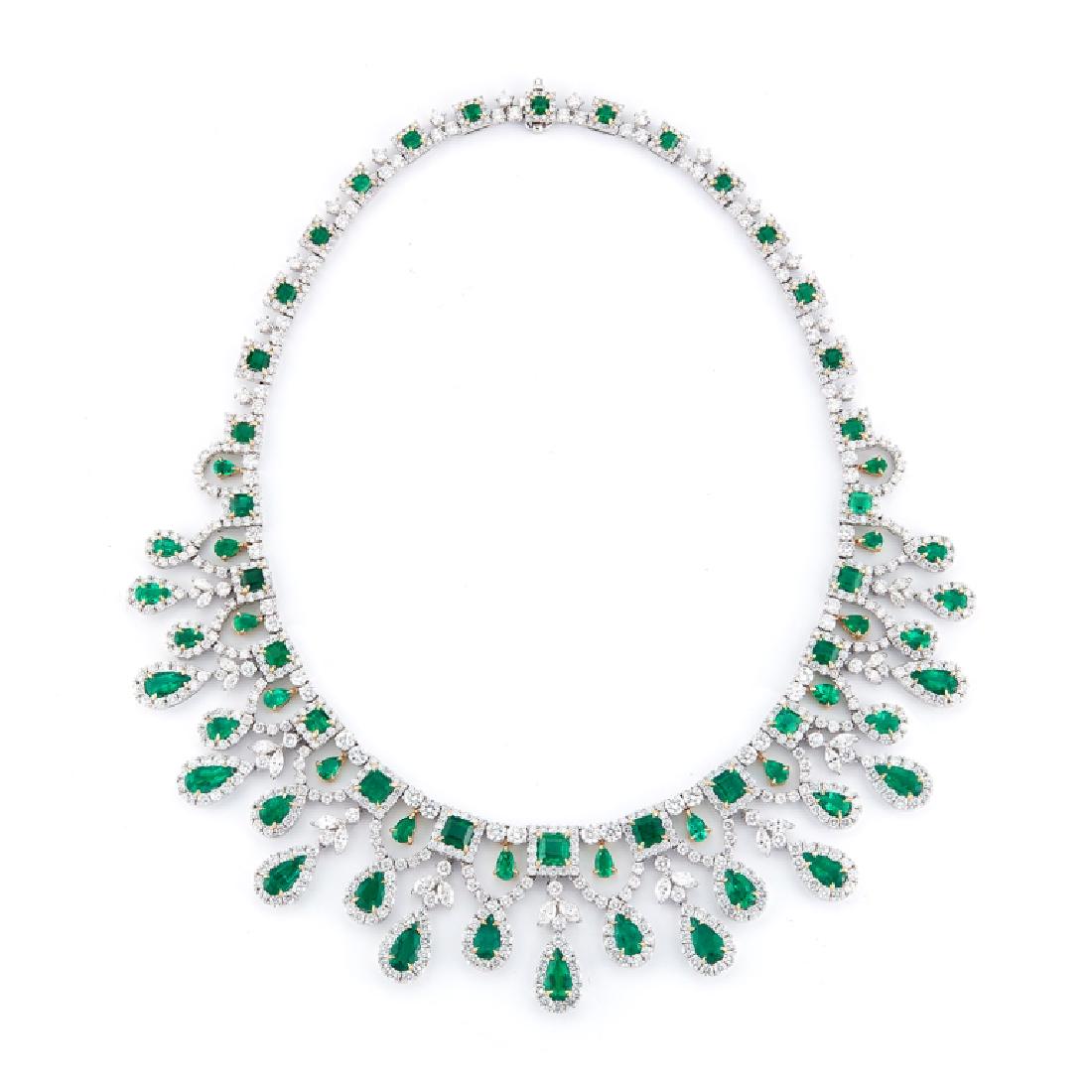 Platinum 31.2ct Colombian Emerald Diamond Necklace (1 of 3)