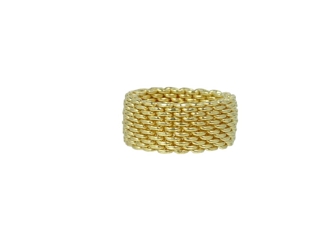 Tiffany 18 Karat Yellow Gold Mesh Ring (1 of 3)
