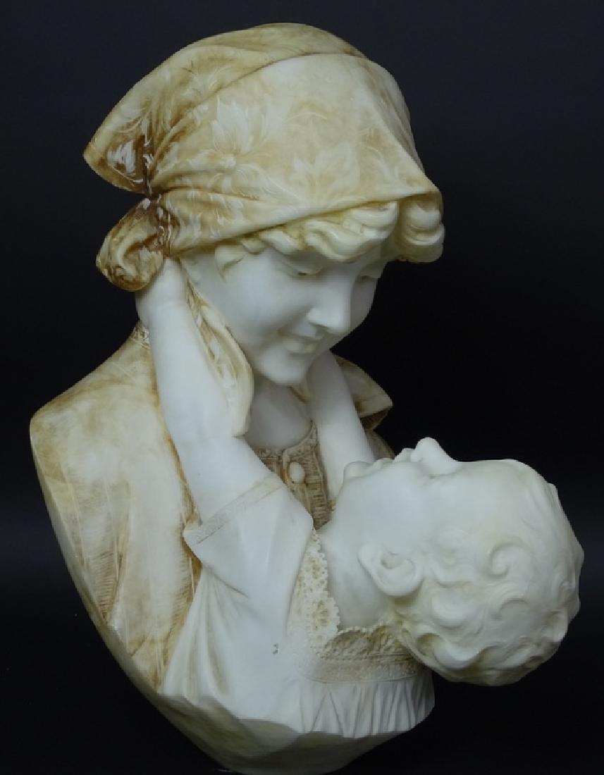 20th Century Italian Alabaster Mother And Child: 20th Century Italian Alabaster Mother And Child. Heavy. Measures 18 inches high x 13 inches wide. Signed.