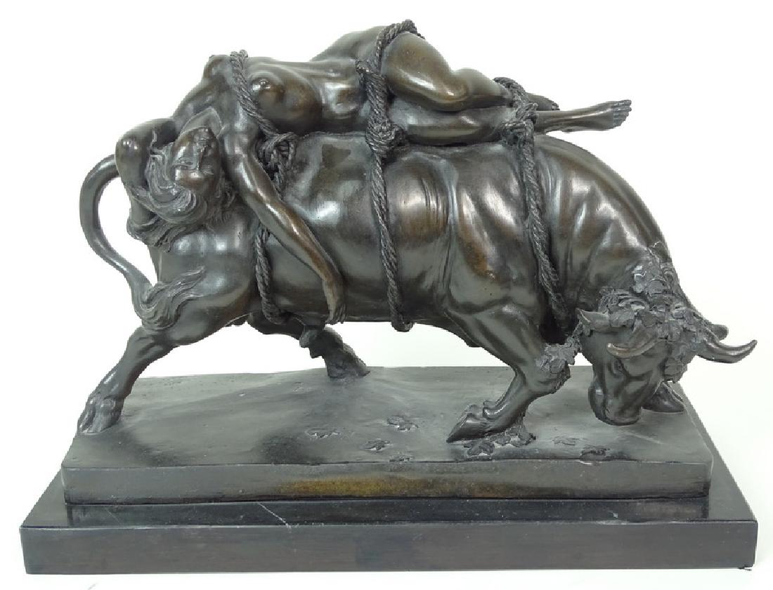 Artist Unknown, Women On Bull Bronze Sculpture
