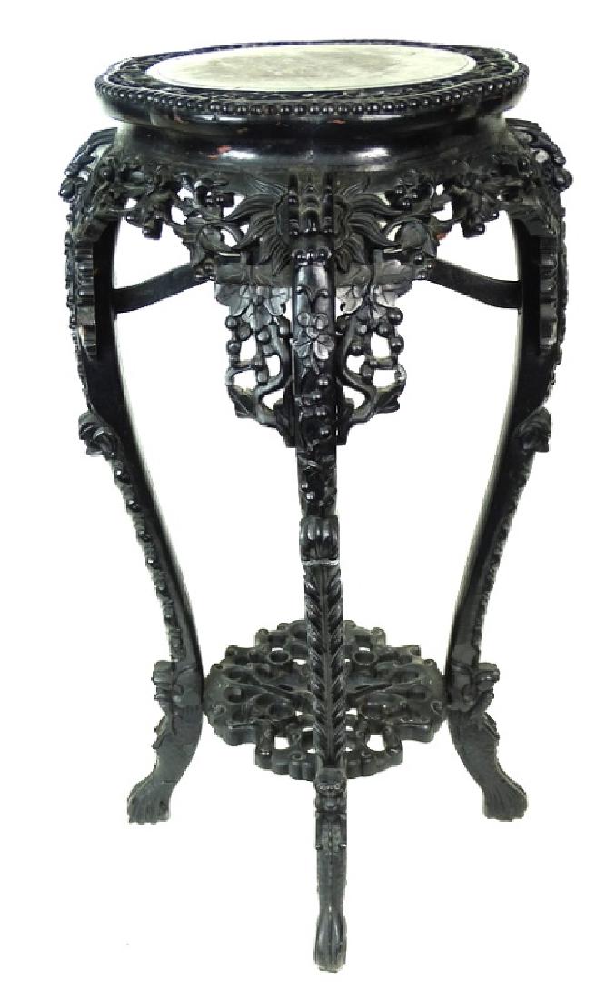 Antique Chinese Carved Wood Pedestal (1 of 5)