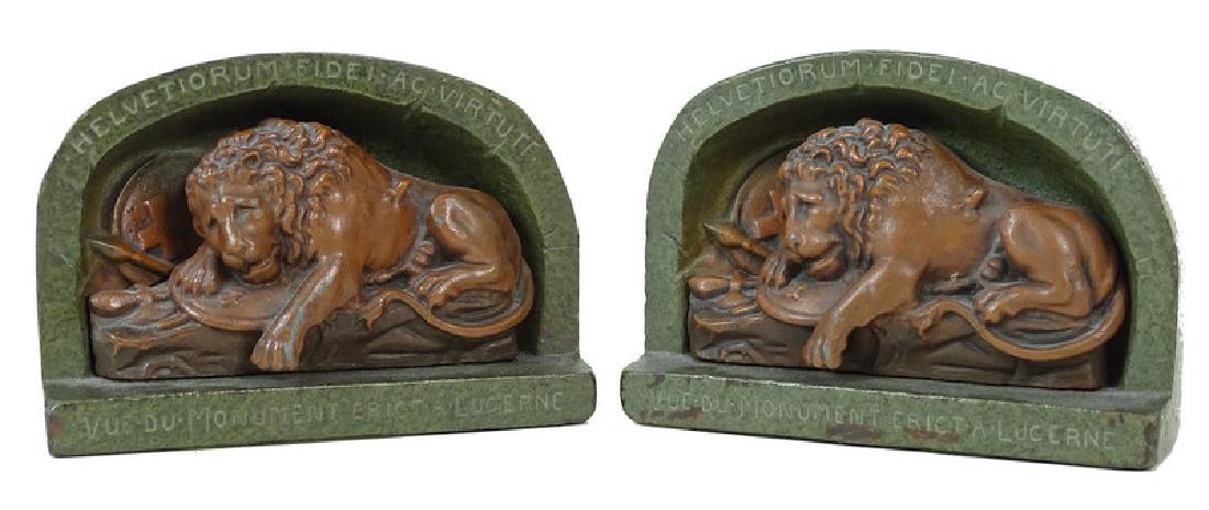 Pair of Lion Bronze Bookend Sculptures (1 of 5)