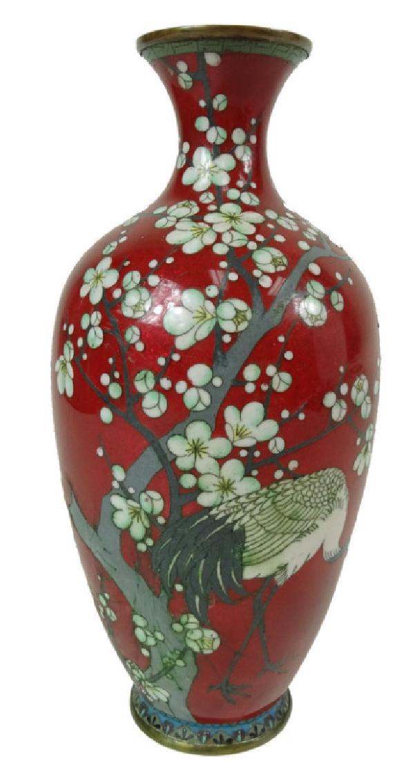 Vintage Chinese Cloisonne Flower And Bird Vase (1 of 2)