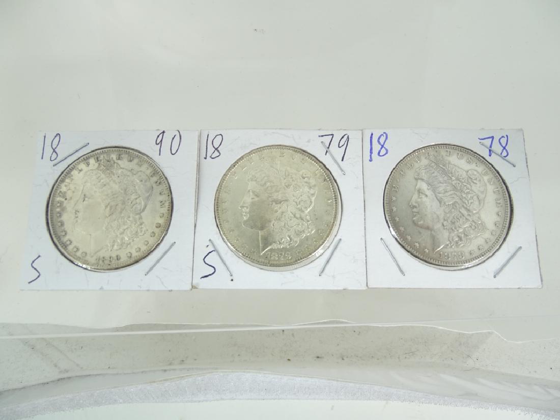 3 Blast White Gem Morgan Silver Dollars 1878,1879,1890S (1 of 2)