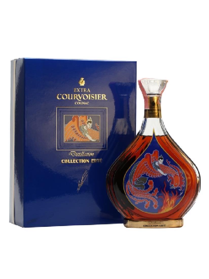 Erte Distillation Courvoisier Cognac No. 3 New/Box: Sealed Romain 'Erte' de Tirtoff "Distillation" #3 Courvoisier Cognac bottle in fitted presentation box with complete legacy booklet & certificate of authenticity. legacy booklet. Edition Num: 2843. Bo