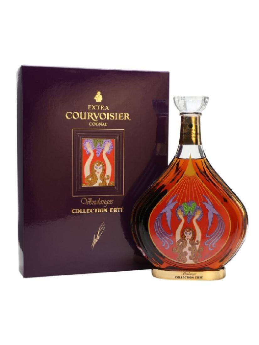 Erte "Vendanges" Courvoisier Cognac No. 2 New/Box: Sealed Romain 'Erte' de Tirtoff "Vendanges" #2 Courvoisier Cognac bottle in fitted presentation box with complete legacy booklet & certificate of authenticity. Edition Num: 7662. Bottle measures: 10"