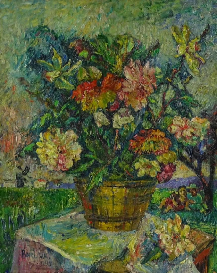 David Burliuk (UKRAINIAN, 1882–1967) "Still Life": David Burliuk (UKRAINIAN, 1882–1967) "Still Life" oil on canvas. Signed Lower Left. Dated. Measures 24 inches high x 20 inches wide + 3 1/2 inch frame. This Burliuk will be included in Burliuk catal