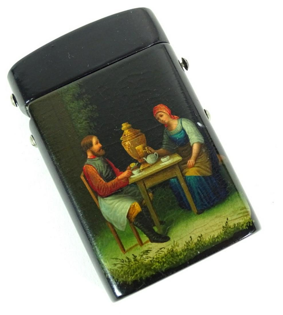 A Russian Lacquer Étui-form Cigarette Case (1 of 4)