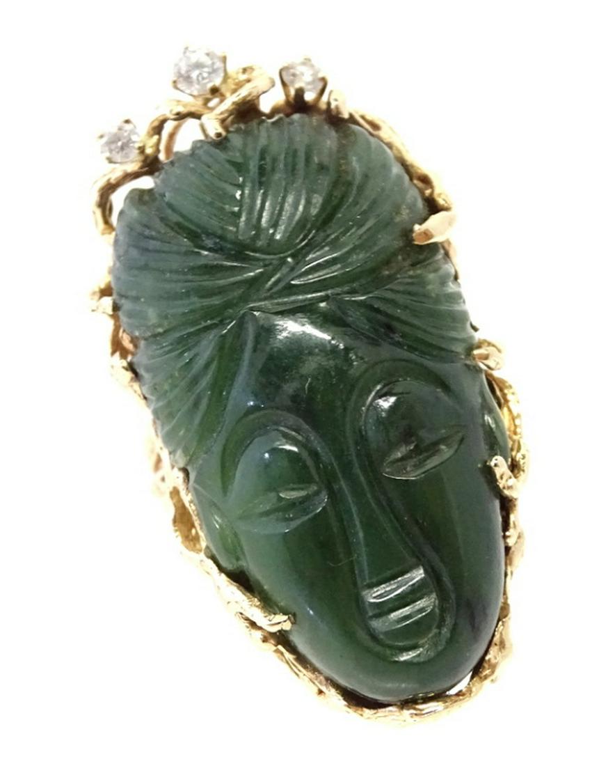 14 Karat Yellow Gold Jade Quan Yin Ring (1 of 4)