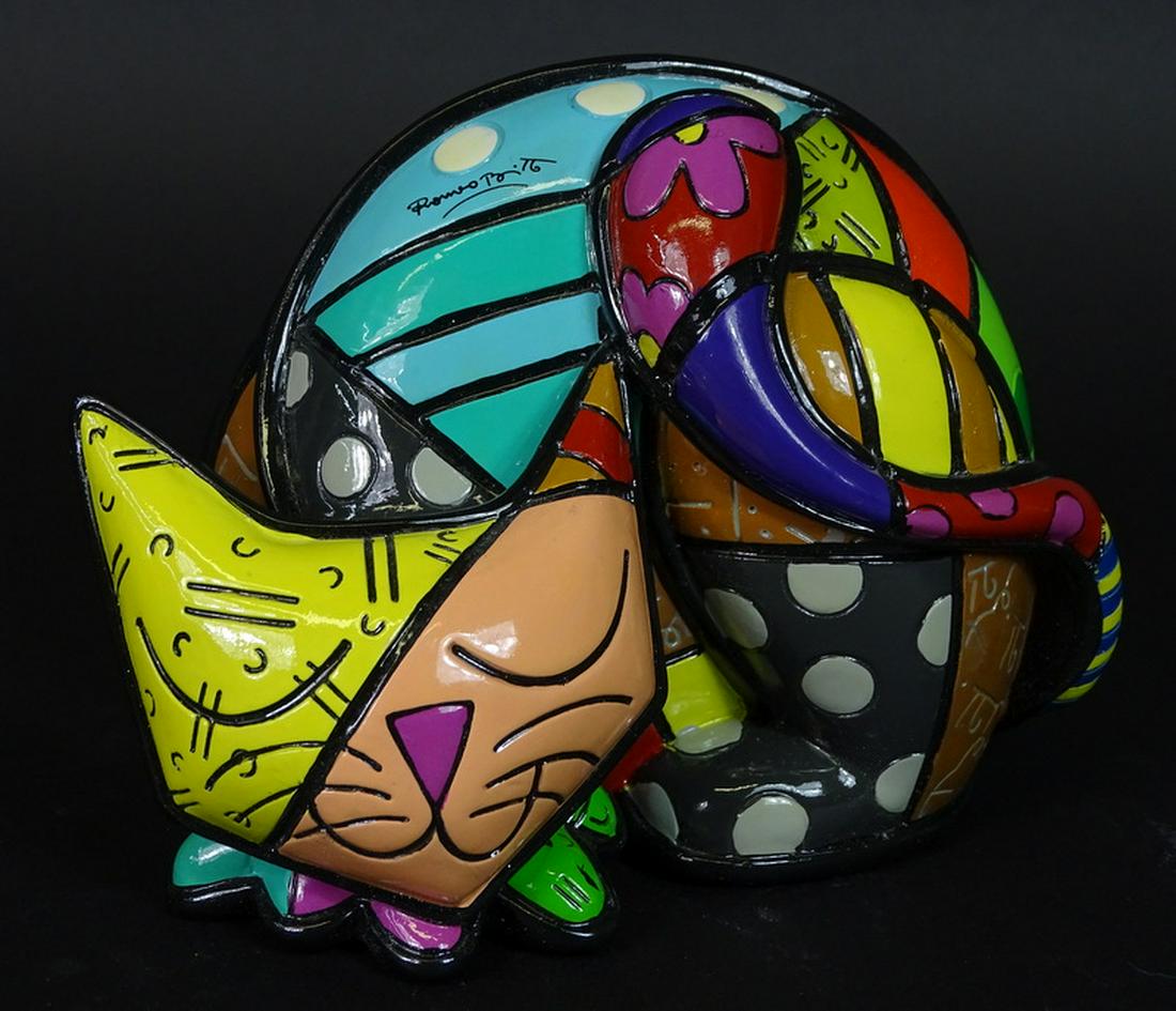 Romero Britto (American / Brazilian, b.1963) Tim: Romero Britto (American / Brazilian, b.1963) Tim. 1098/4000. Measures 4 inches high x 5 inches long. Good condition.